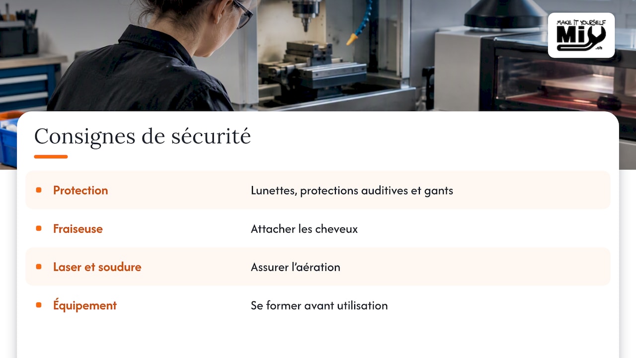 Quatre consignes de sécurité en atelier